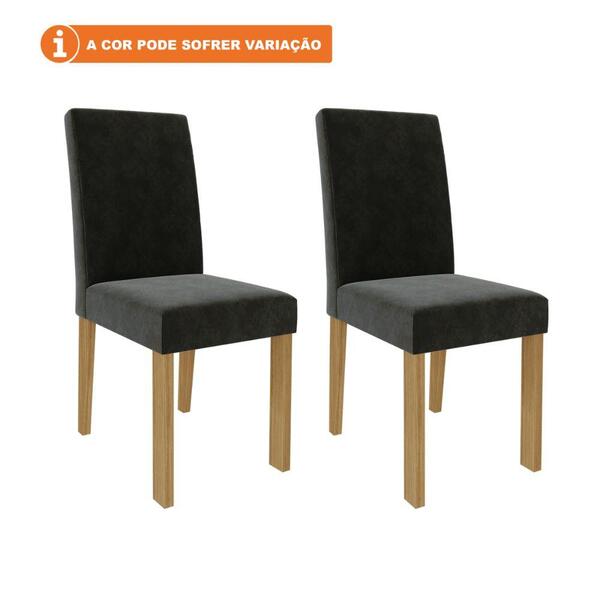 Cadeira De Jantar 2 Peças Mdf Maia Cimol Madeira/chumbo