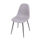 Cadeira De Jantar   Cinza Base Metal Preta Em Linho