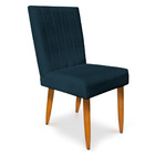 Cadeira De Jantar Acapulco Suede Azul Marinho Pés Palito Cast