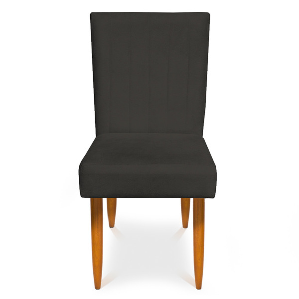 Cadeira De Jantar Acapulco Suede Pés Palito Castanho - Pallaz