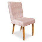 Cadeira De Jantar Acapulco Suede Rosa Bebê Pés Palito Castanh