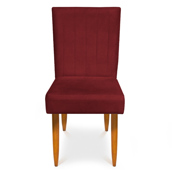 Cadeira De Jantar Acapulco Suede Vermelho Pés Palito Castanho