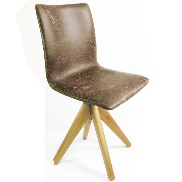 Cadeira De Jantar Amanda Nobuk Marrom Base Giratória Madeira