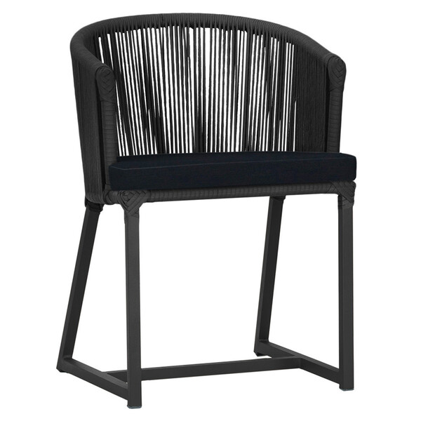 Cadeira De Jantar Área Noronha Em Alumínio Com Pintura Preta