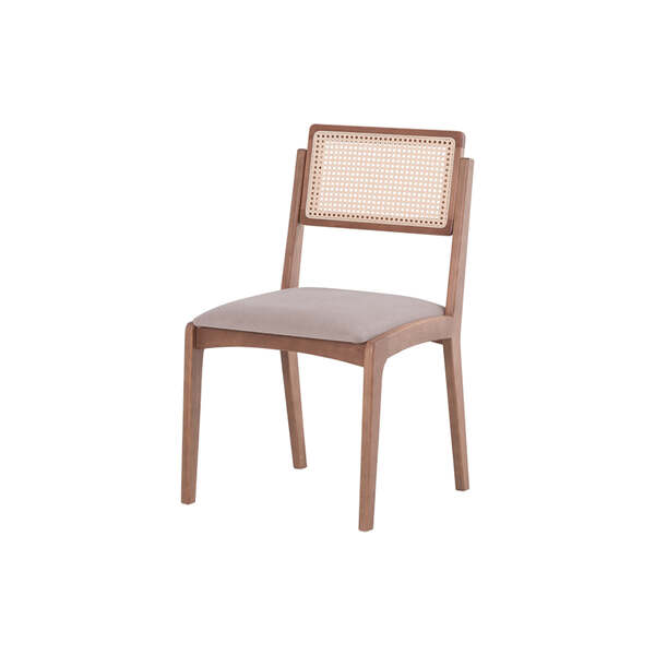 Cadeira De Jantar Ária - Amêndoa E Tecido Areia - Meu Móvel D