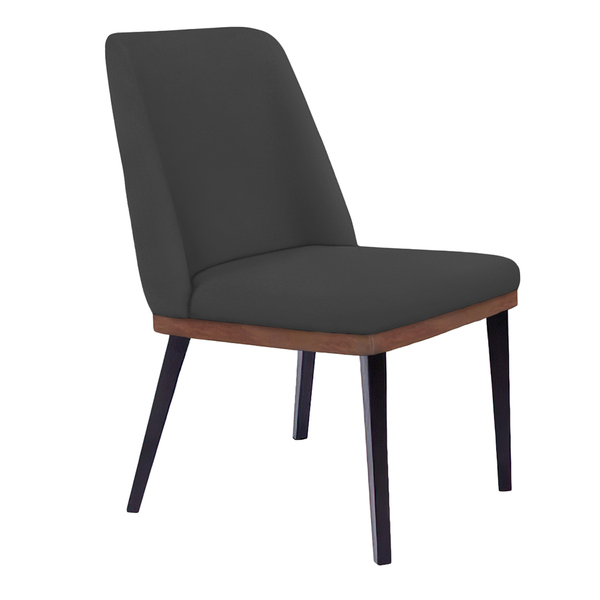 Cadeira De Jantar Bahia Suede Grafite Pés Chanfrado Tabaco C0
