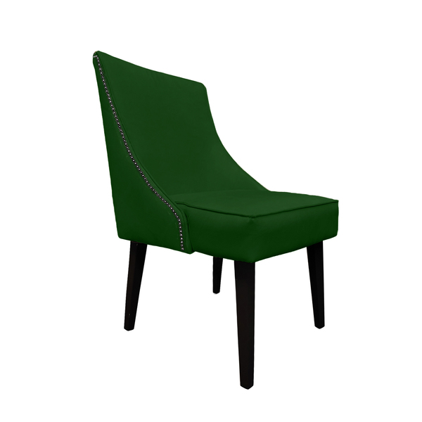 Cadeira De Jantar Bela Com Tachas Suede Verde - Dominic Decor
