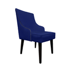 Cadeira De Jantar Bela Retro Com Tachas Suede Azul Marinho