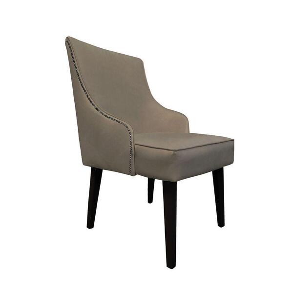 Cadeira De Jantar Bela Retro Com Tachas Suede Capuccino