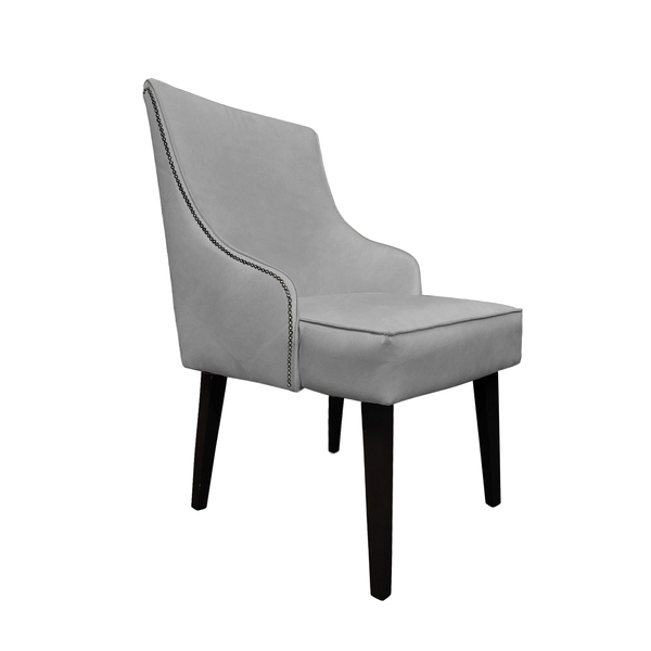 Cadeira De Jantar Bela Retro Com Tachas Suede Cinza