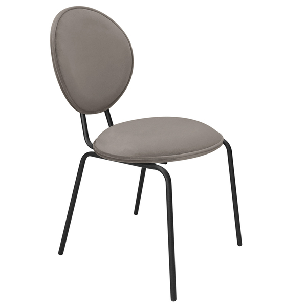 Cadeira De Jantar Belle Veludo Cappuccino Base De Ferro Preto