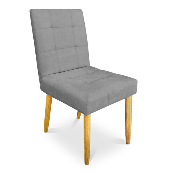 Cadeira De Jantar Bia Suede Grafite Pés Palito Castanho - Pal