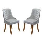 Cadeira De Jantar Brisa Veludo Cinza Claro Com Pés Em Madeira