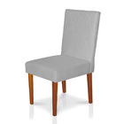 Cadeira De Jantar Cannes Suede Cinza Pés Castanho - Pallazio