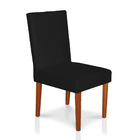 Cadeira De Jantar Cannes Suede Preto Pés Castanho - Pallazio