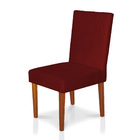 Cadeira De Jantar Cannes Suede Vermelho Pés Castanho - Pallaz