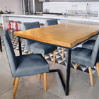 Cadeira De Jantar Carol Suede Azul Marinho Pés Palito Castanh