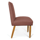 Cadeira De Jantar Carol Veludo Rosê Pés Palito Castanho - D'r