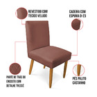 Cadeira De Jantar Carol Veludo Rosê Pés Palito Castanho - D'r