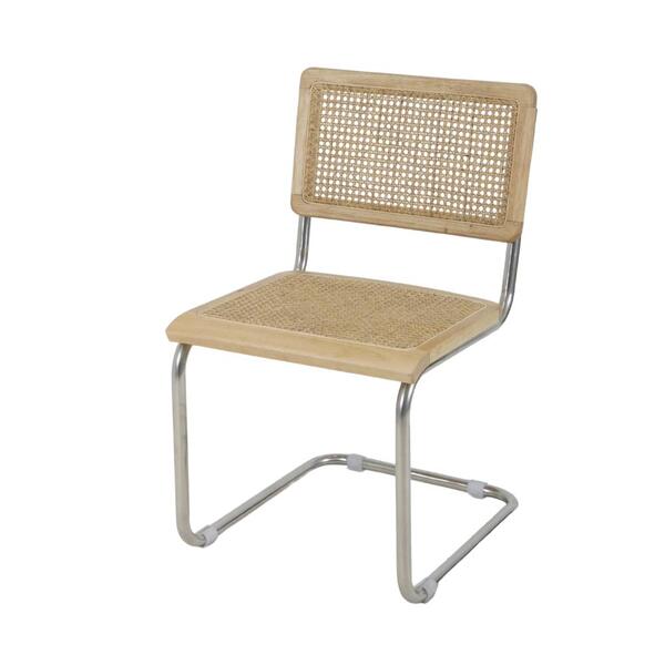 Cadeira De Jantar Cesca Com Base Inox Assento Encosto Em Palh