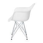 Cadeira De Jantar Charles Eames Braço Branca Ferro Cromado
