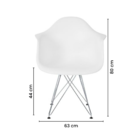 Cadeira De Jantar Charles Eames Braço Branca Ferro Cromado