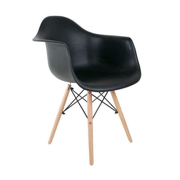 Cadeira De Jantar Charles Eames Com Braã§o I Preta