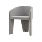 Cadeira De Jantar Cinza Estofado Em Bouclê E Base Reforçada