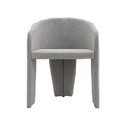 Cadeira De Jantar Cinza Estofado Em Bouclê E Base Reforçada