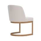 Cadeira De Jantar Cléo Base Ouro Fosco Linho Cru - Nexta Casa