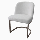 Cadeira De Jantar Cléo Base Titânio Linho Bouclé Off White -