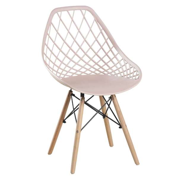 Cadeira De Jantar Cloe Base De Madeira Bege