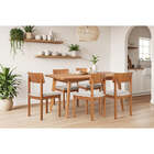 Cadeira De Jantar Cora Com Madeira - Mel E Tecido Bege - Meu