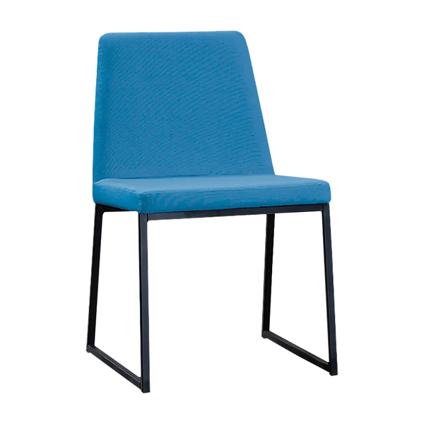 Cadeira De Jantar Decorativa Base Aço Preto Javé Linho Azul J