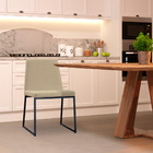 Cadeira De Jantar Decorativa Base Aço Preto Javé Linho Bege G