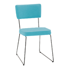 Cadeira De Jantar Decorativa Base Aço Preto Luigi Linho Azul