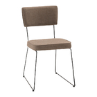 Cadeira De Jantar Decorativa Base Aço Preto Luigi Linho Bege