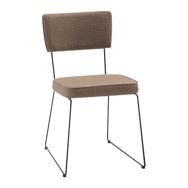 Cadeira De Jantar Decorativa Base Aço Preto Luigi Linho Bege