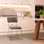 Cadeira De Jantar Decorativa Base Aço Preto Luigi Linho Bege