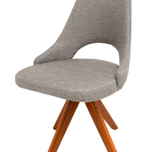 Cadeira De Jantar Droop Giratória Revestida Em Tecido Linho C