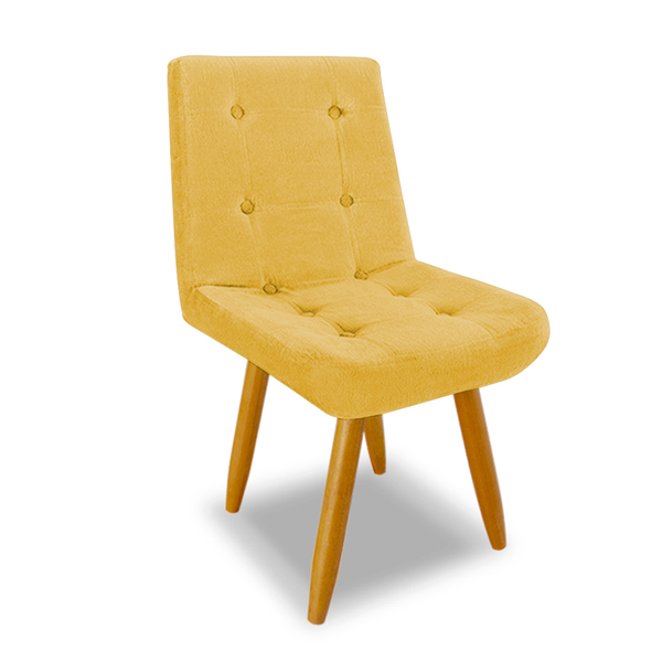 Cadeira De Jantar Eames Estofada Suede Amarelo - Montanaris D