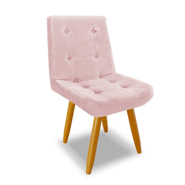 Cadeira De Jantar Eames Estofada Suede Rosa Claro - Montanari