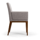 Cadeira de Jantar Estofada Cinza com Braços Leila