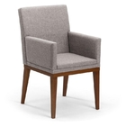 Cadeira de Jantar Estofada Cinza com Braços Leila