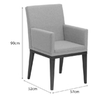 Cadeira de Jantar Estofada Cinza com Braços Leila