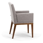 Cadeira de Jantar Estofada Cinza com Braços Leila