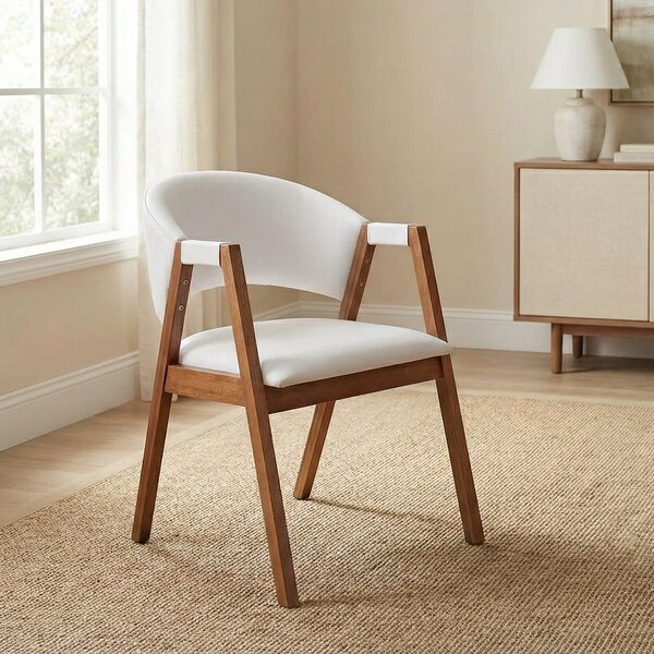 Cadeira De Jantar Estofada Em Madeira Maciça E Courino Hibisc