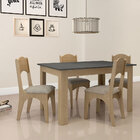 Cadeira De Jantar Estofada Hannah Tecido Geométrico Base Made