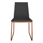 Cadeira De Jantar Estofada Lille Base Bronze Veludo Cinza - M