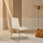 Cadeira De Jantar Estofada Lille Base Gold Veludo Bege - Mont